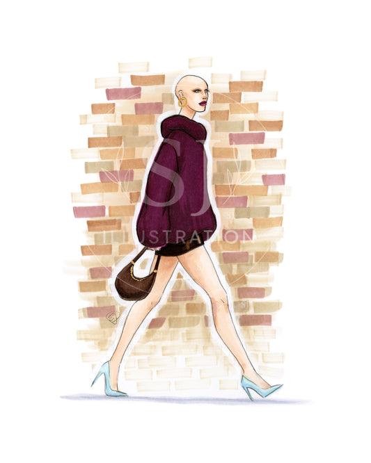 A Bit of Blue | Inclusive Fall Fashion Illustration (PRINT)