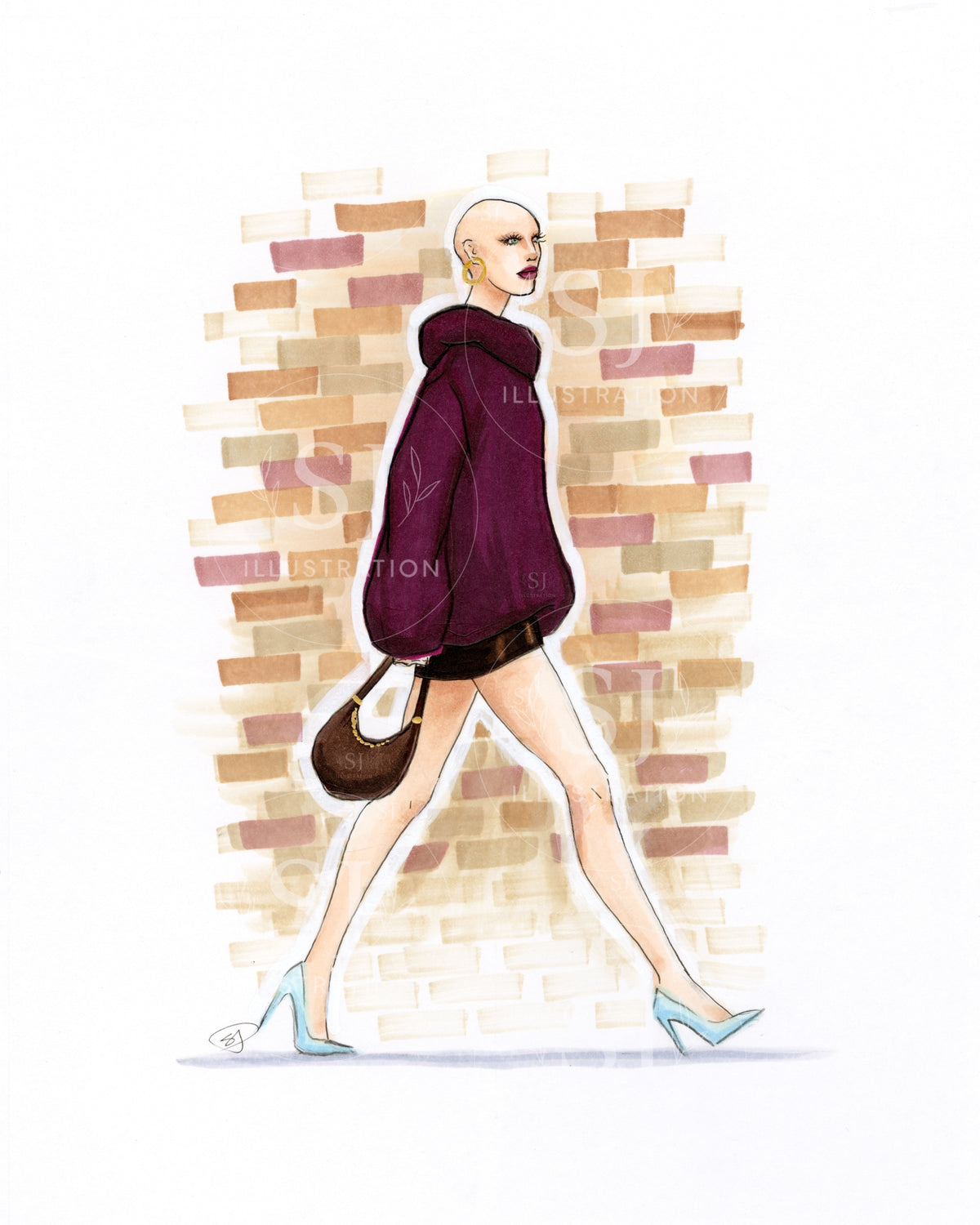 A Bit of Blue | Inclusive Fall Fashion Illustration (ORIGINAL)
