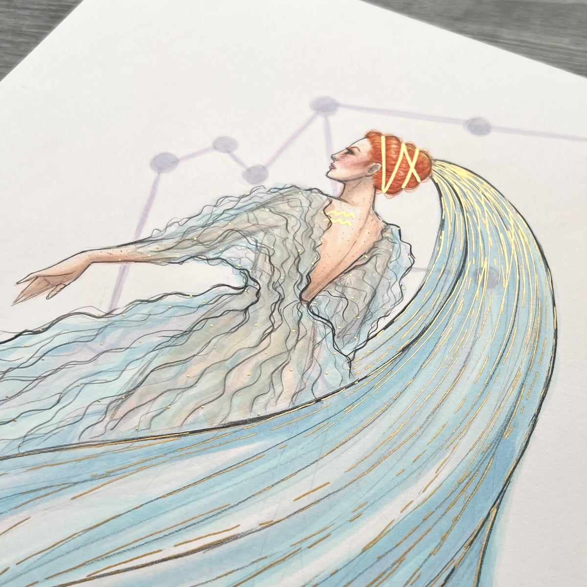 Aquarius | Zodiac Fashion Illustration (ORIGINAL)
