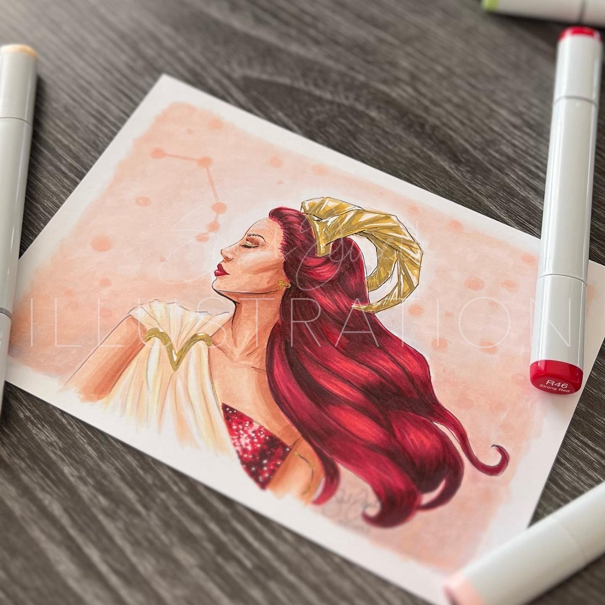 Aries | Zodiac Fashion Illustration (ORIGINAL)