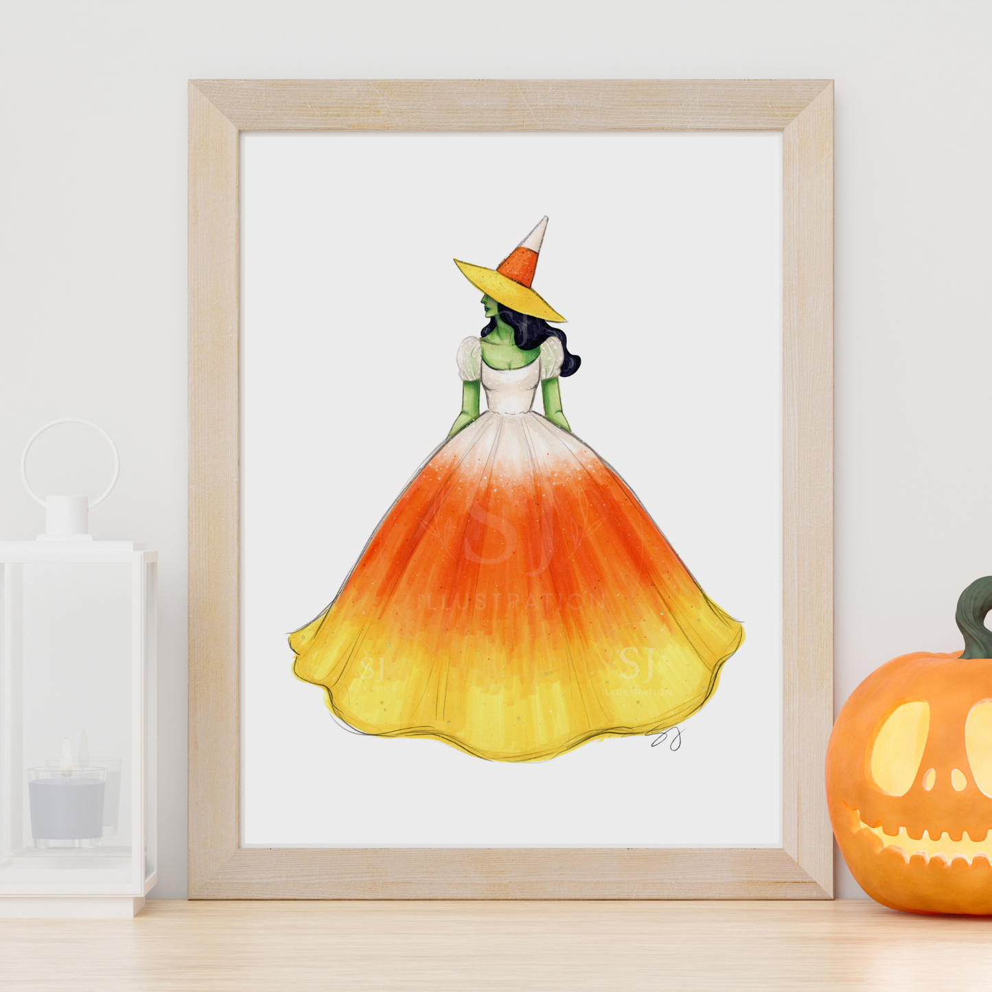 Candy Corn Witch | Fun Halloween Witch Fashion Illustration (ART PRINT)