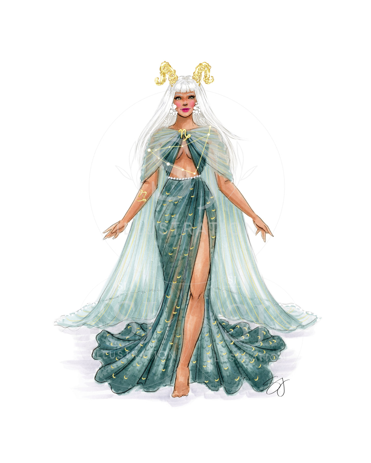 Capricorn (series 1) | Zodiac Fashion Illustration (ART PRINT)
