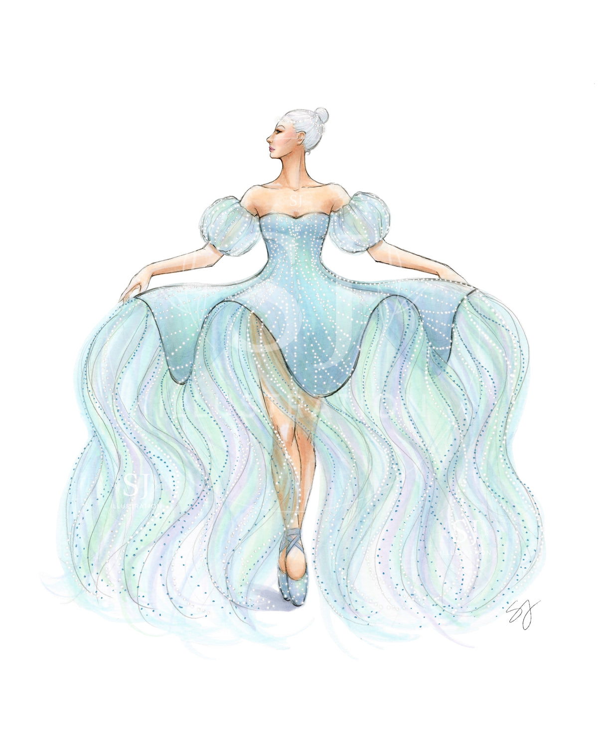 Dance of the Jellyfish | Whimsical Ballerina Fashion Illustration (ART PRINT)