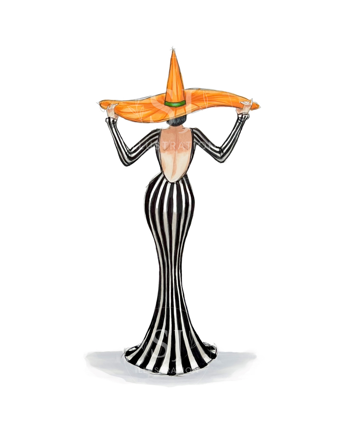 Fall Stripes | Witchy Fall Fashion Illustration (ART PRINT)