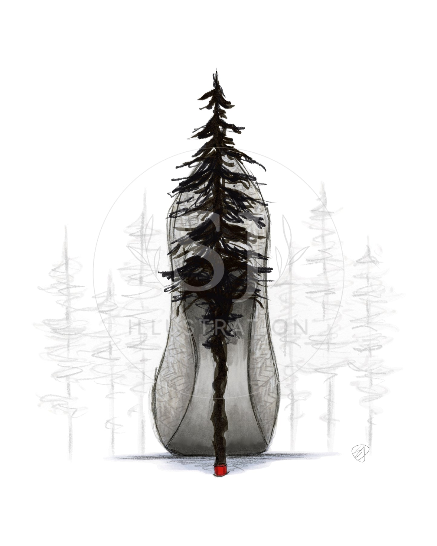 Footsteps Through Folklore | Album-Inspired Stiletto Fashion Illustration (ART PRINT)