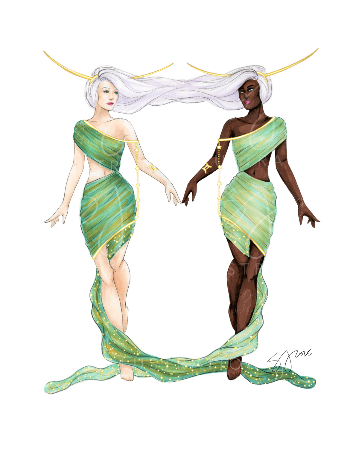 Gemini (series 1) | Zodiac Fashion Illustration (ART PRINT)