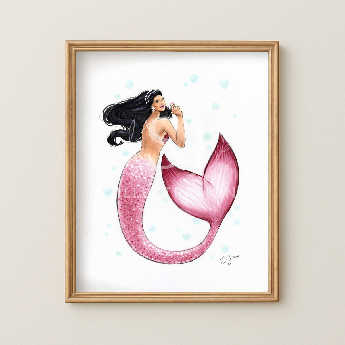 Hearts of the Ocean | Whimsical Mermaid Illustration (ART PRINT)