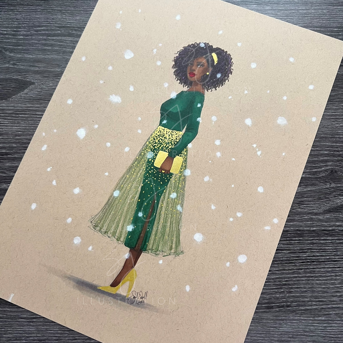 Sparkling Party Dress | Holiday Fashion Illustration