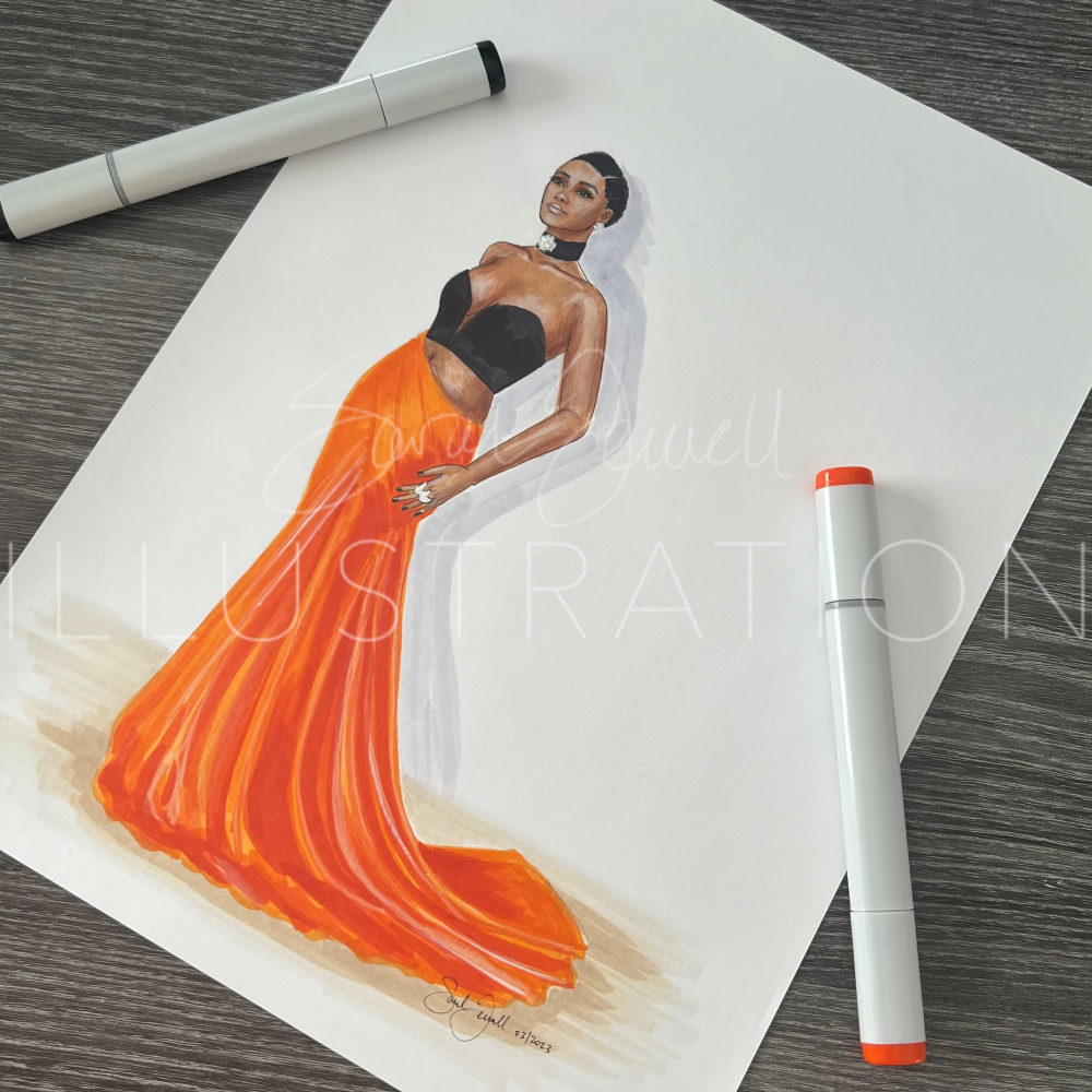 Monáe in Vera | Fashion Illustration (ORIGINAL)