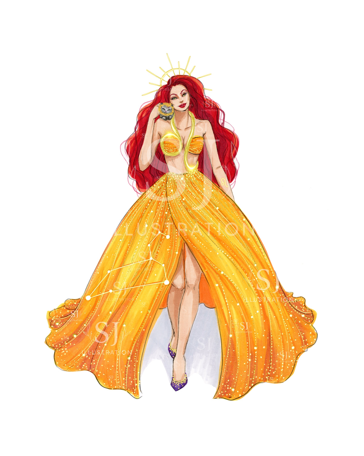 Leo (series 1) | Zodiac Fashion Illustration (ART PRINT)