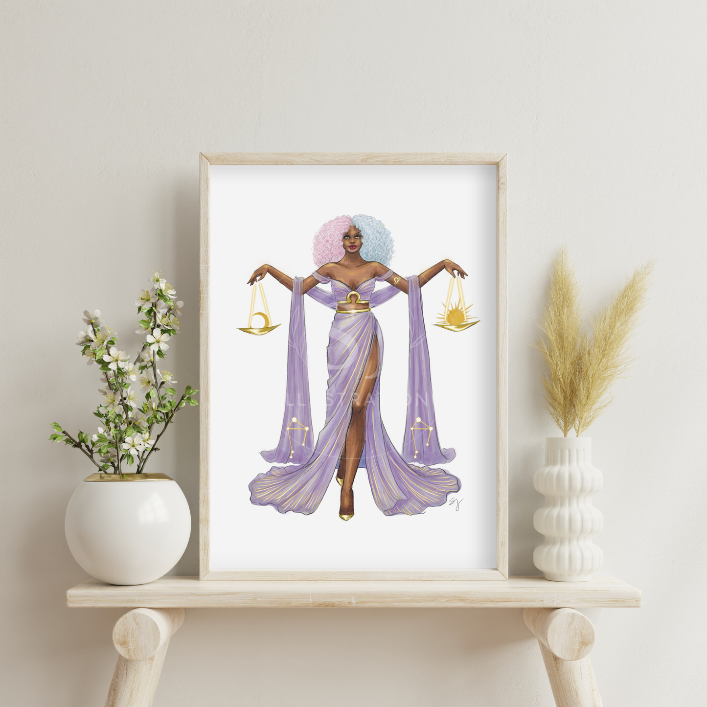 Libra (series 1) | Zodiac Fashion Illustration (ART PRINT)