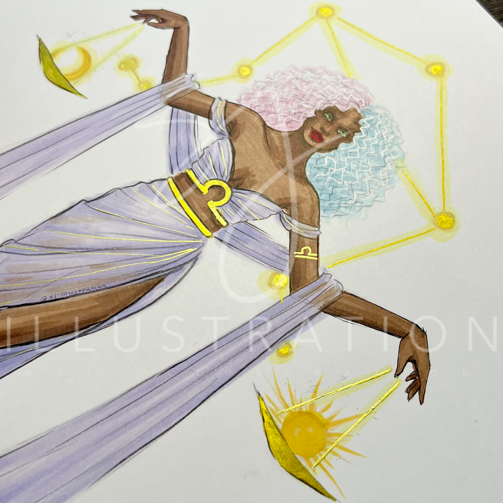 Libra (Version 2) | Zodiac Fashion Illustration (ORIGINAL)