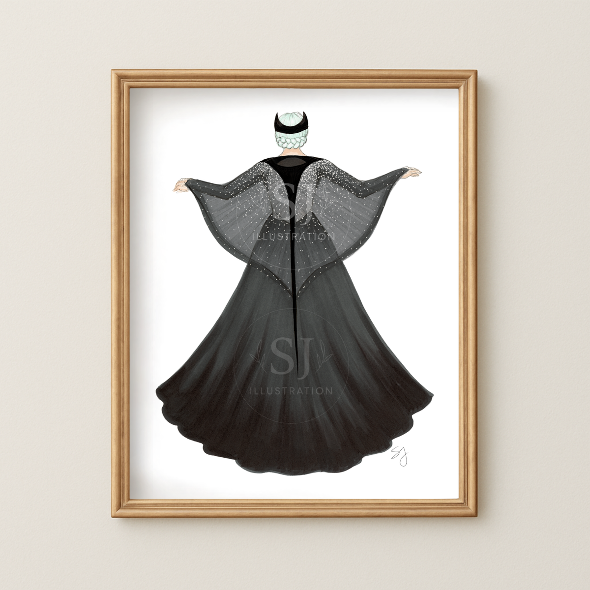 Manta Ray Cape | Whimsical Fashion Illustration (EMBELLISHED PRINT)