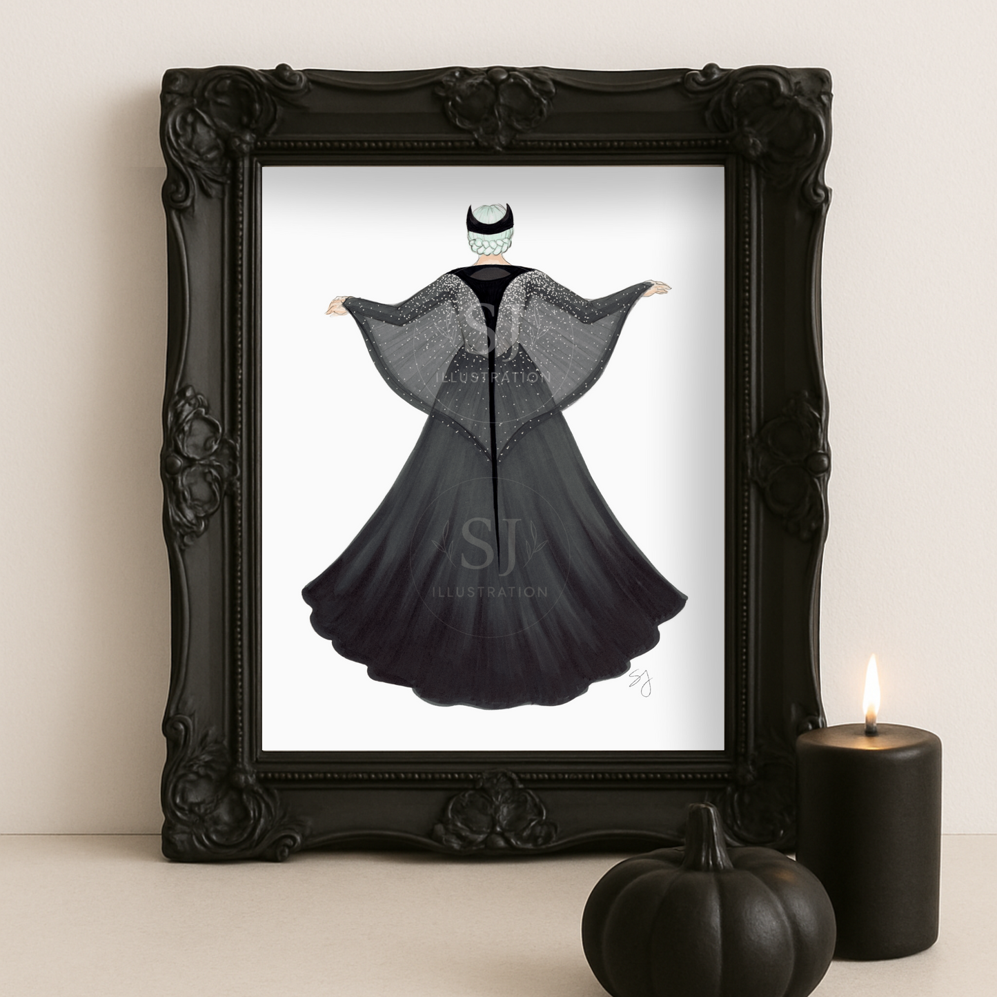 Manta Ray Cape | Whimsical Fashion Illustration (EMBELLISHED PRINT)