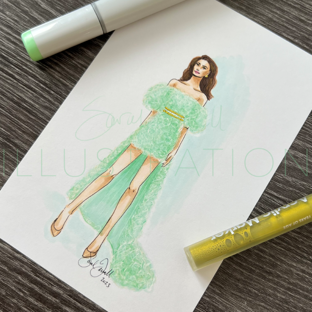 Spearmint Mini Dress | Fashion Illustration (ORIGINAL)