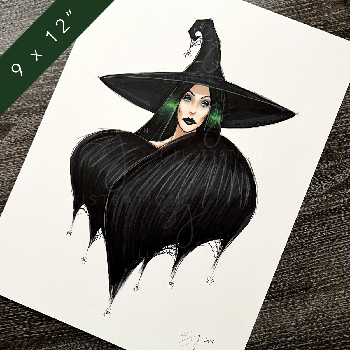 Monochrome Noir | Witchy Halloween Fashion Illustration (ORIGINAL)