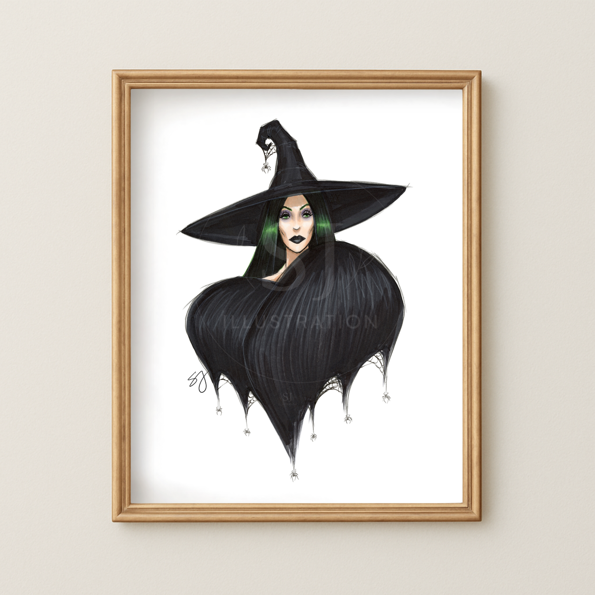 Monochrome Noir | Witchy Halloween Fashion Illustration (ART PRINT)