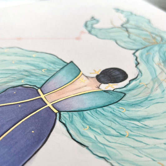 Pisces | Zodiac Fashion Illustration (ORIGINAL)