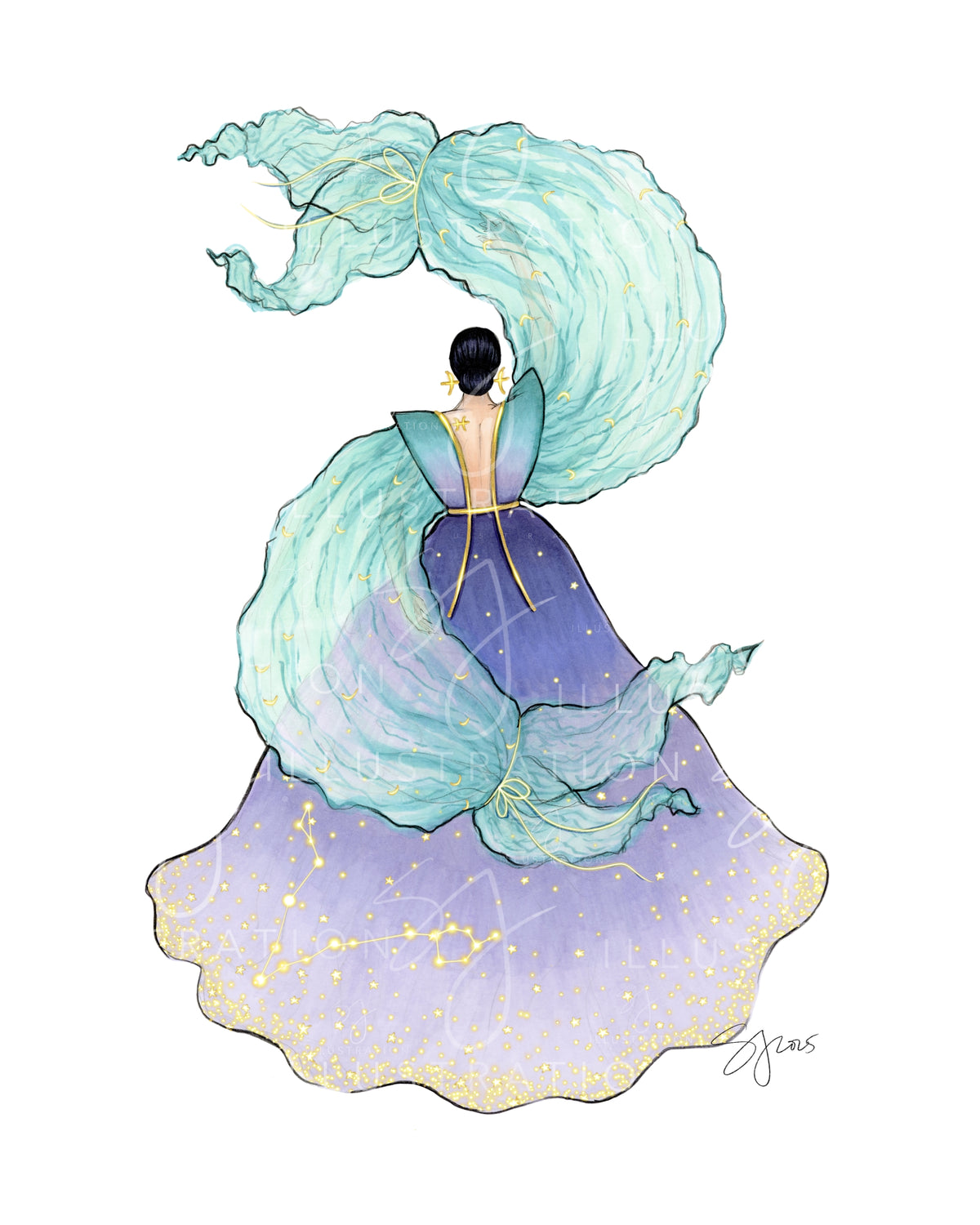 Pisces (series 1) | Zodiac Fashion Illustration (ART PRINT)