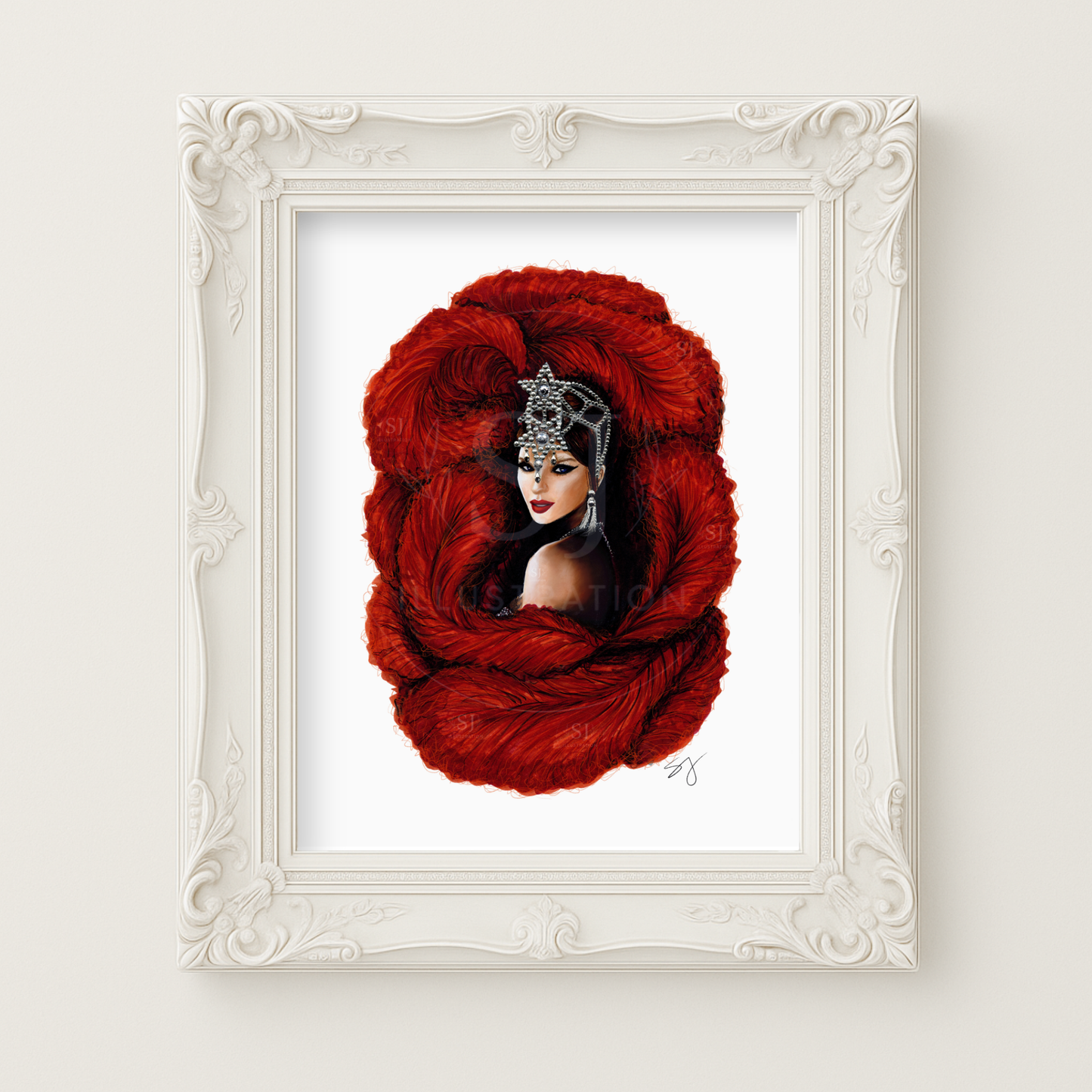 Portrait of a Showgirl | Album Inspired Portrait Illustration (EMBELLISHED PRINT)