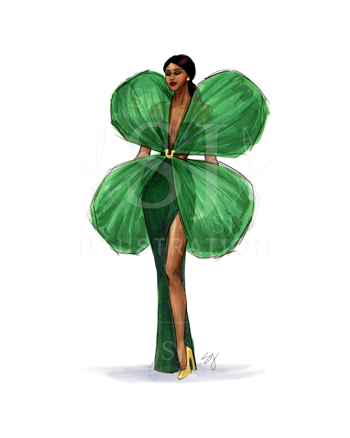 Shamrock Dress | Fun St. Patrick's Day Fashion Illustration (ART PRINT)