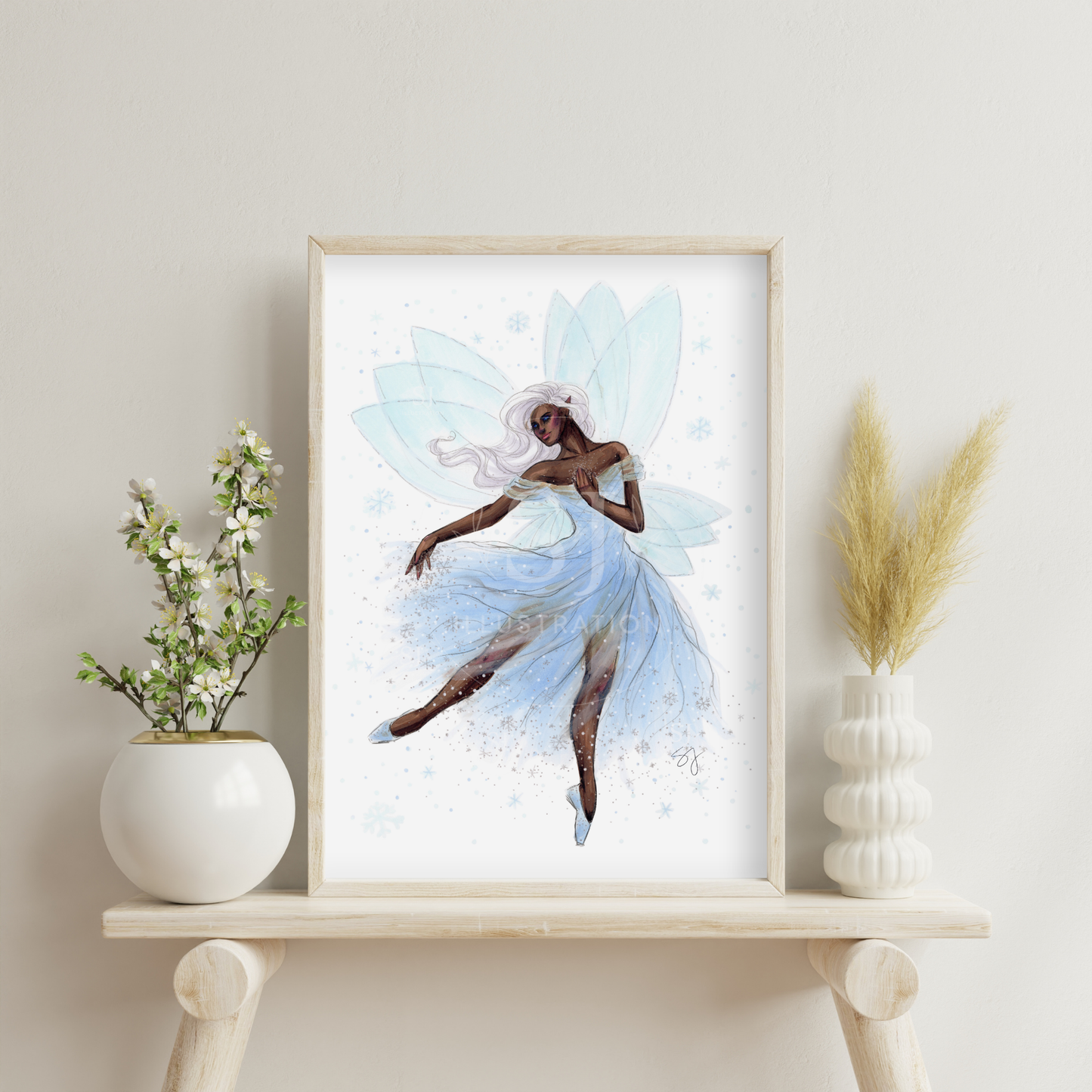 Snow Fairy | Magical Winter Fairy Illustration (EMBELLISHED PRINT)