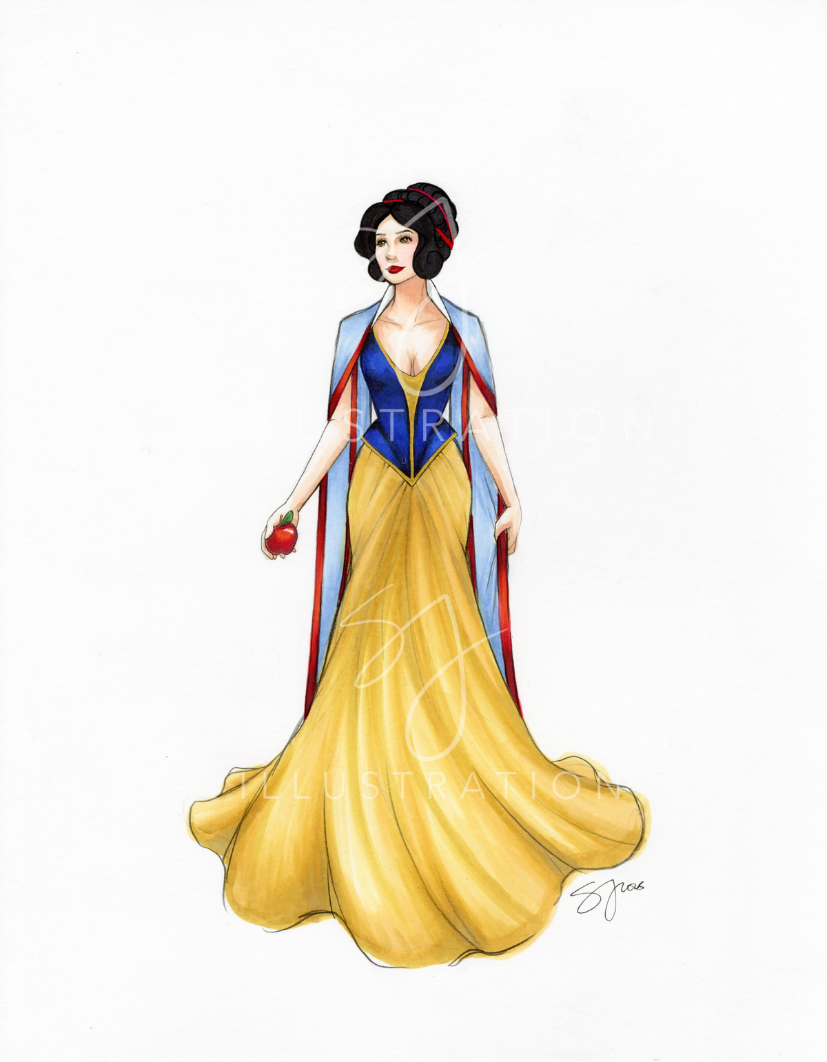 Snow White Reimagined | Fairytale Princess Fashion Illustration (ORIGINAL)