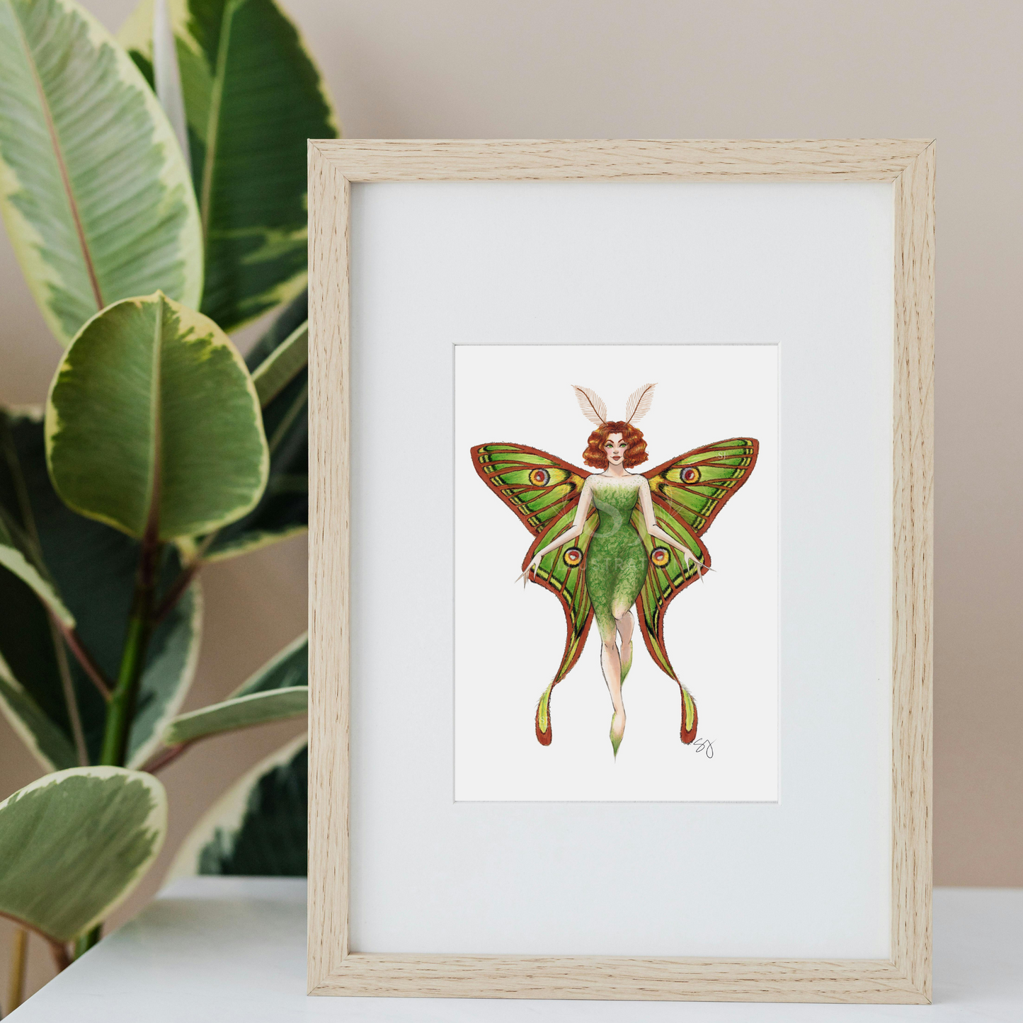 Spanish Moon Moth Forest Fairy | Magical Fairy Illustration (EMBELLISHED PRINT)