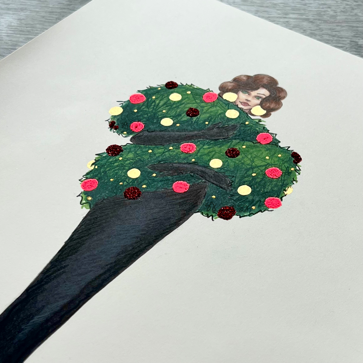 Spruced Up for the Holidays | Whimsical Holiday Fashion Illustration (ORIGINAL)