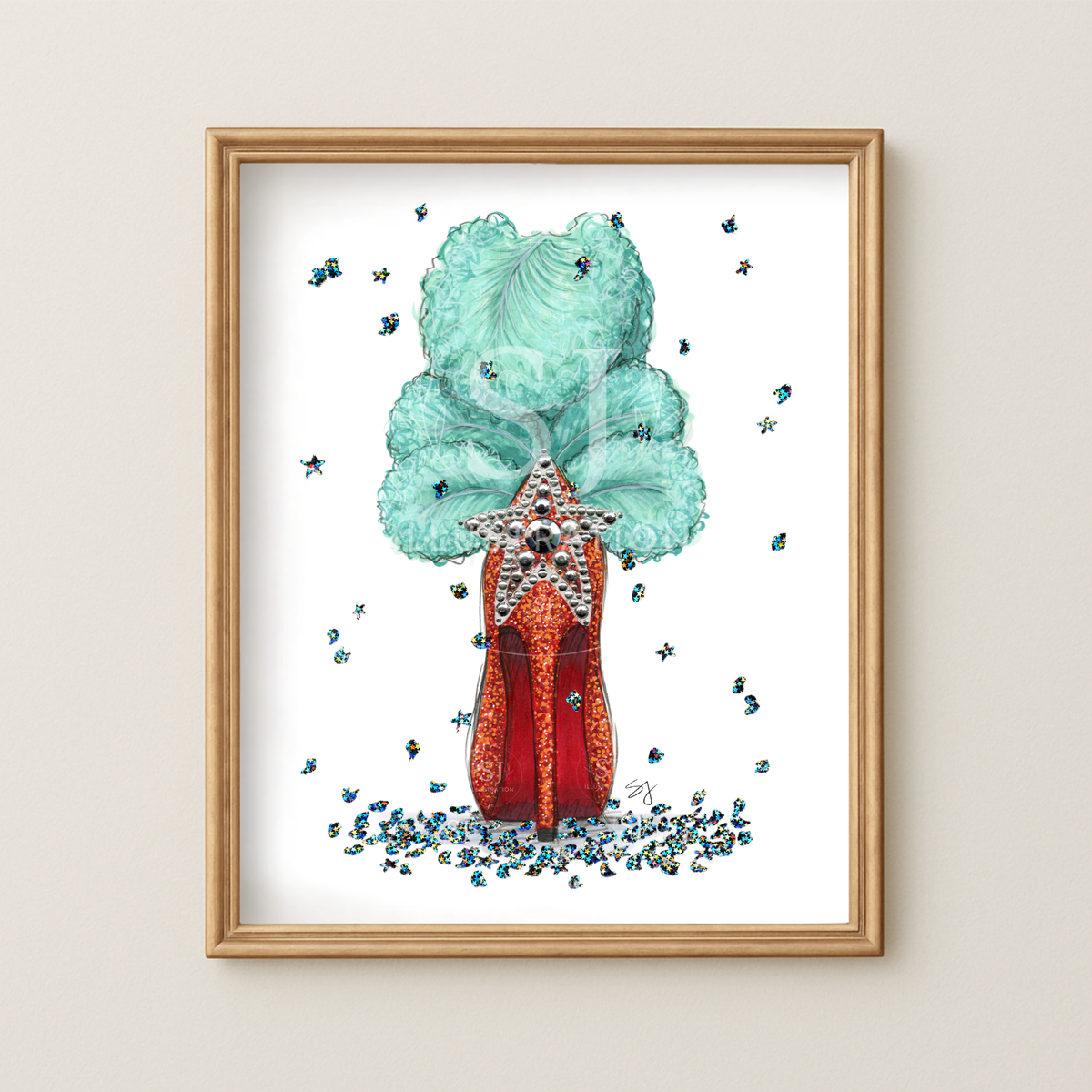 Step Into A New Era | Showgirl Album Inspired Stiletto Illustration (EMBELLISHED PRINT)