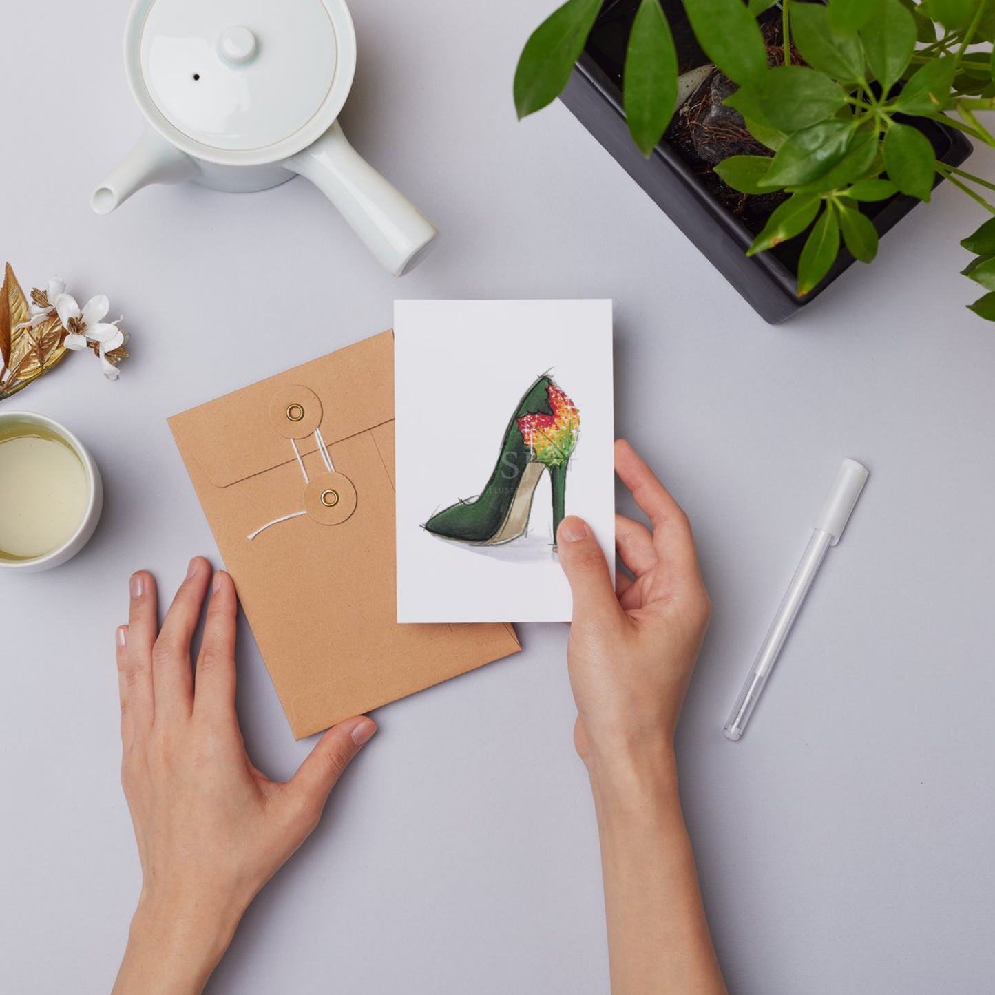 Step Into Fall | Fun Fall Stiletto Fashion Illustration (EMBELLISHED PRINT)