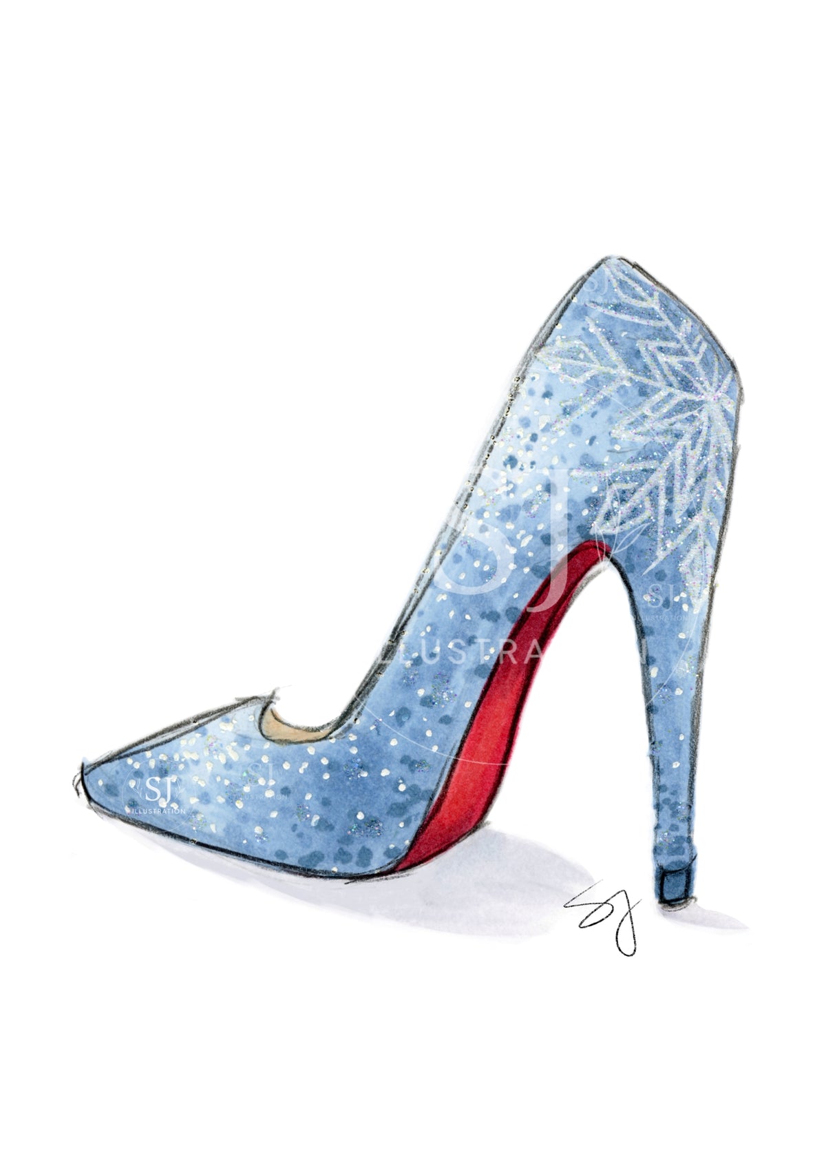 Step Into Winter | Winter Stiletto Fashion Illustration (EMBELLISHED PRINT)