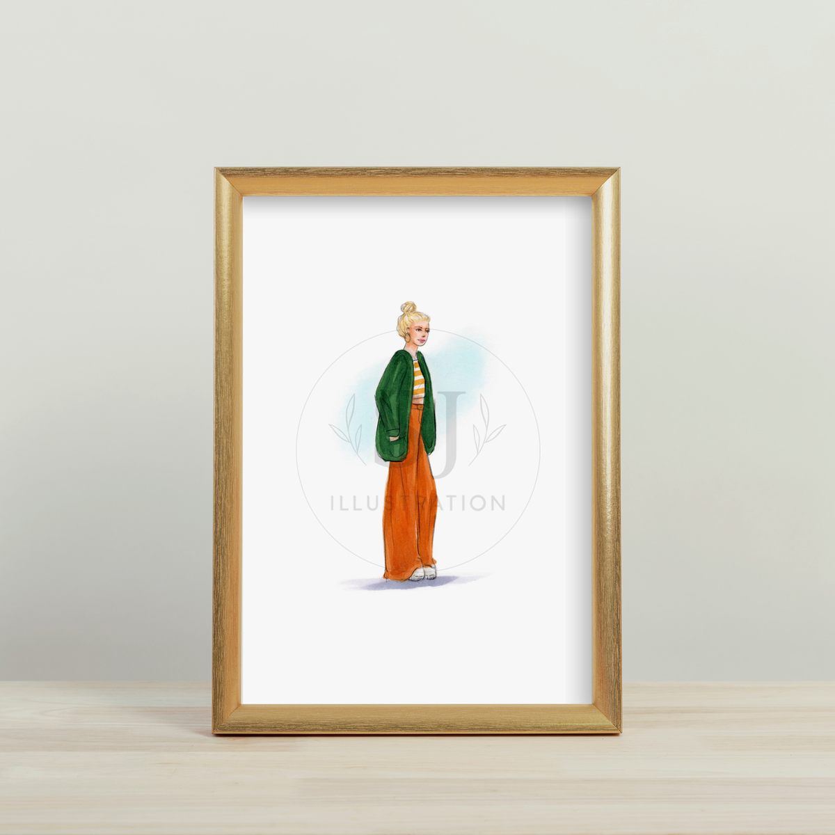 Tangerine and Green | Casual Fashion Illustration (EMBELLISHED PRINT)