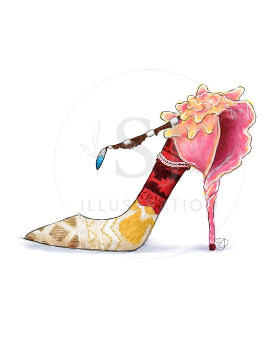 Where Sky Meets Sea | Character Inspired Stiletto Fashion Illustration (PRINT)