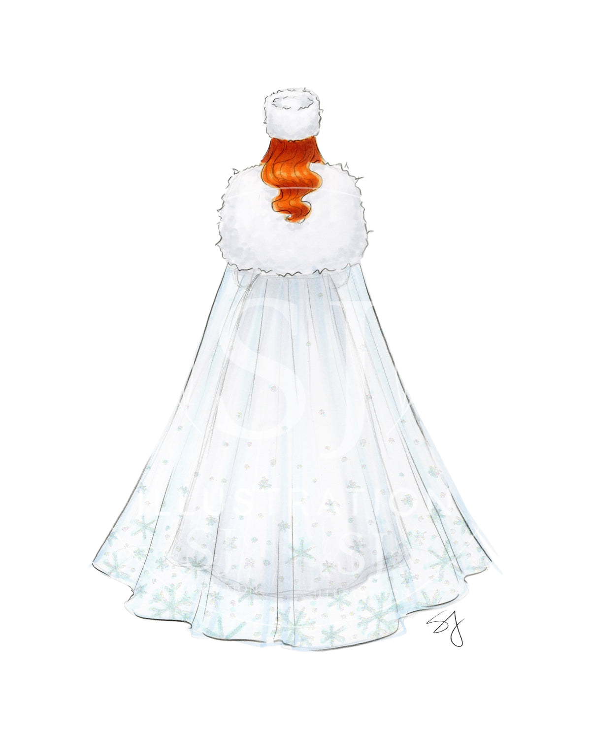 Winter Bride | Bridal Fashion Illustration (EMBELLISHED PRINT)