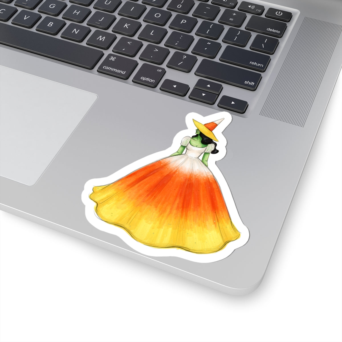Candy Corn Witch  |  Fun Halloween Witch Fashion Illustration (STICKER)