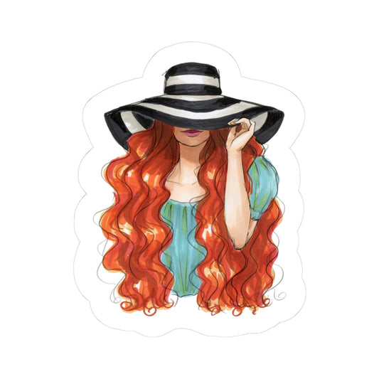 Striped Sun Hat  |  Fashion Illustration (Sticker)