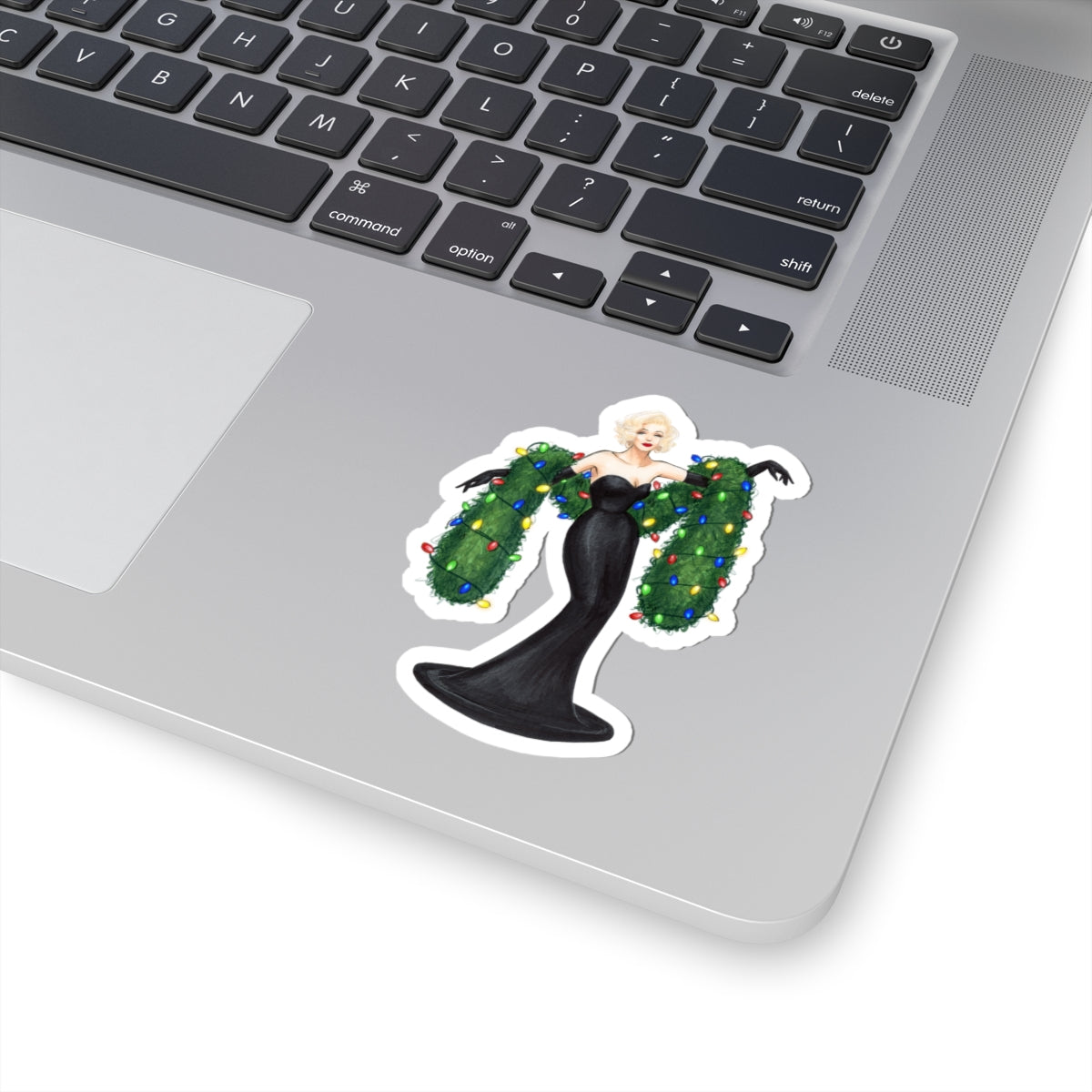 Lit Up For the Holidays  |  Whimsical Winter Holiday Fashion Illustration (STICKER)