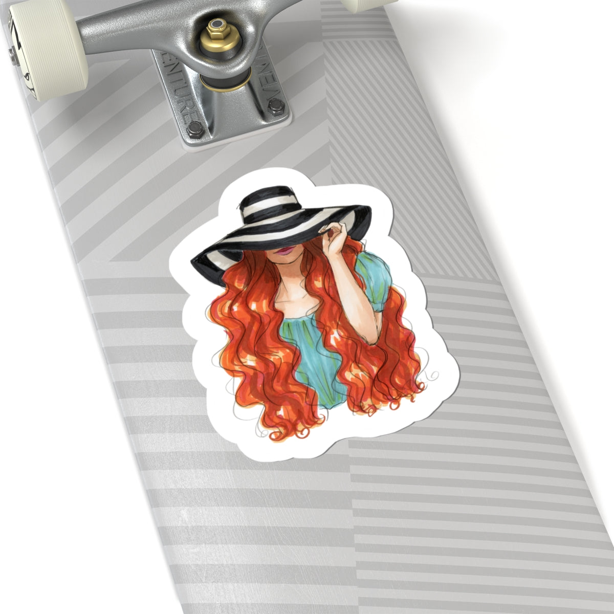 Striped Sun Hat  |  Fashion Illustration (Sticker)