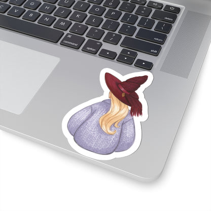 Brrrgundy Knit (Cozy Witch Series)  |  Fun Fall Fashion Illustration (STICKER)