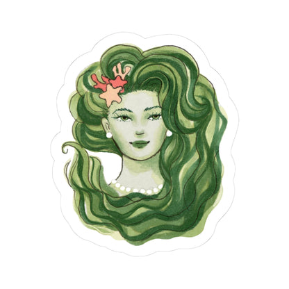 Kelp Mermaid Portrait  |  Mermaid Illustration (STICKER)