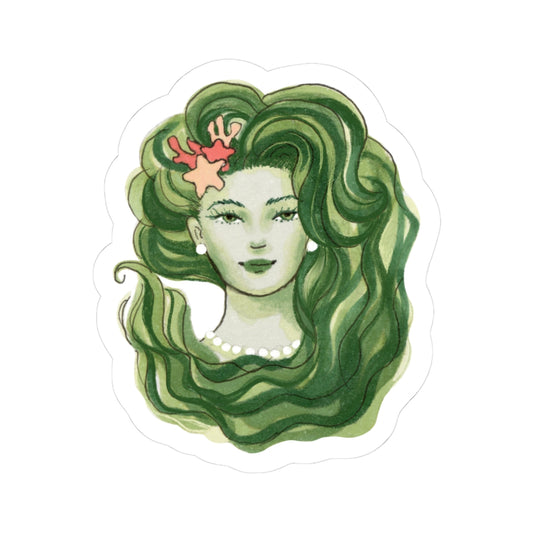 Kelp Mermaid Portrait  |  Mermaid Illustration (STICKER)
