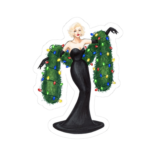 Lit Up For the Holidays  |  Whimsical Winter Holiday Fashion Illustration (STICKER)