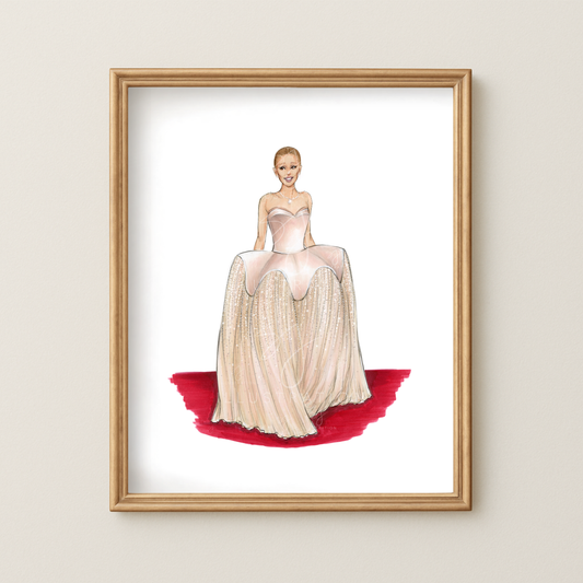 Stunning in Blush (Ariana Grande in Schiaparelli)  |  Red Carpet Fashion Illustration (EMBELLISHED PRINT)