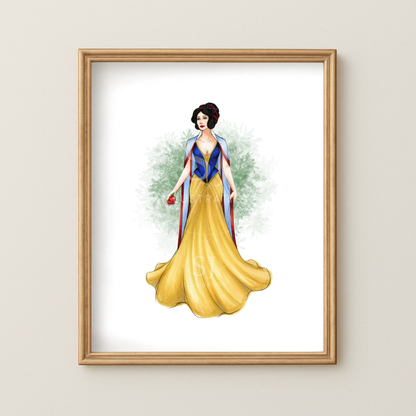 White as Snow  |  Fairytale Princess Fashion Illustration (EMBELLISHED PRINT)