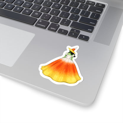 Candy Corn Witch  |  Fun Halloween Witch Fashion Illustration (STICKER)