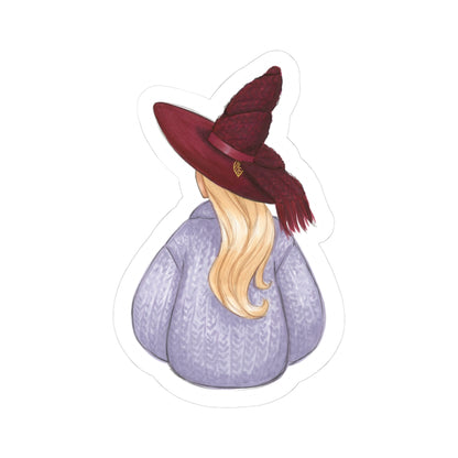 Brrrgundy Knit (Cozy Witch Series)  |  Fun Fall Fashion Illustration (STICKER)