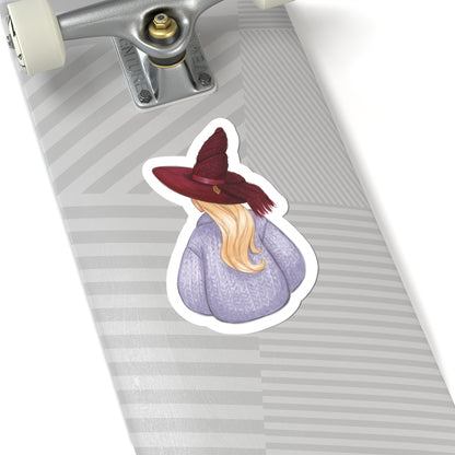 Brrrgundy Knit (Cozy Witch Series)  |  Fun Fall Fashion Illustration (STICKER)