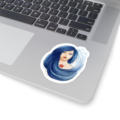 Wave Mermaid Portrait  |  Mermaid Illustration (STICKER)