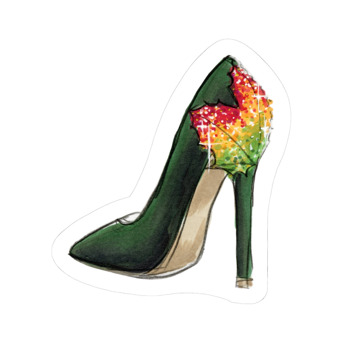 Step Into Fall  |  Fun Fall Stiletto Fashion Illustration (STICKER)